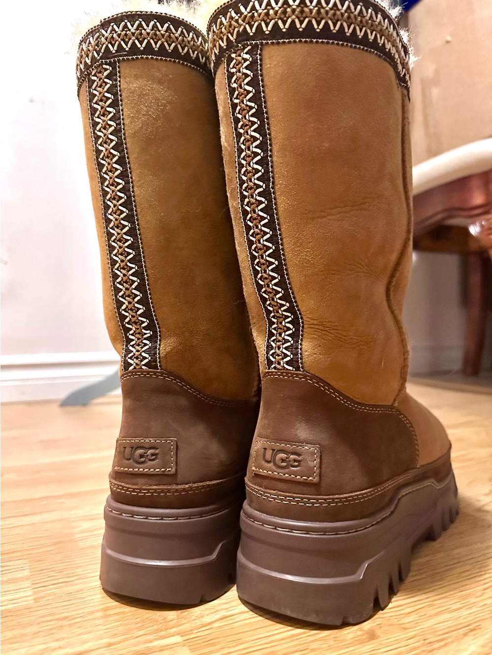 UGG Women's Tall TrailGazer Shearling-Trimmed Lug Sole Boots